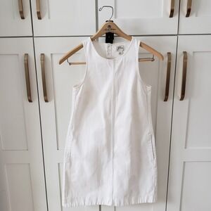 J Crew Dress Womens 00 White Sleeveless Denim Minimalist Shift